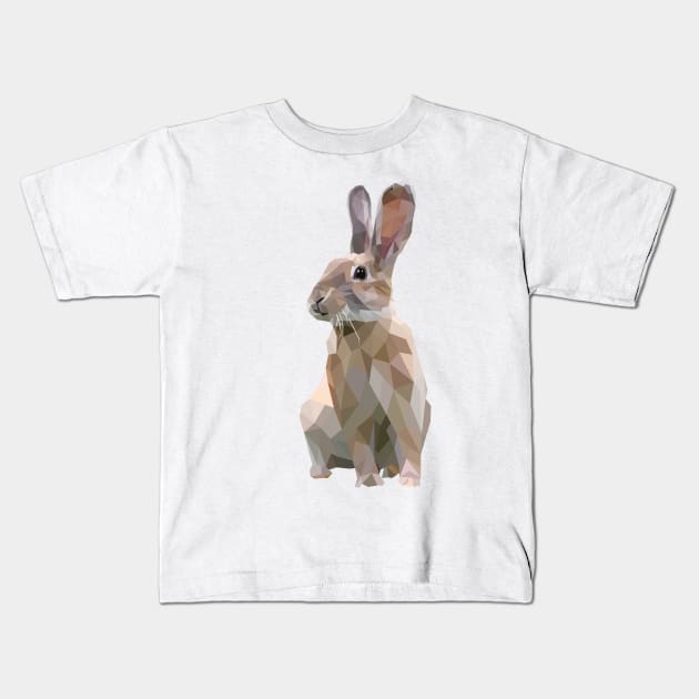 Brown Bunny. Rabbit. Geometric. Lowpoly. Illustration. Digial Art. Kids T-Shirt by Houseofyhodie